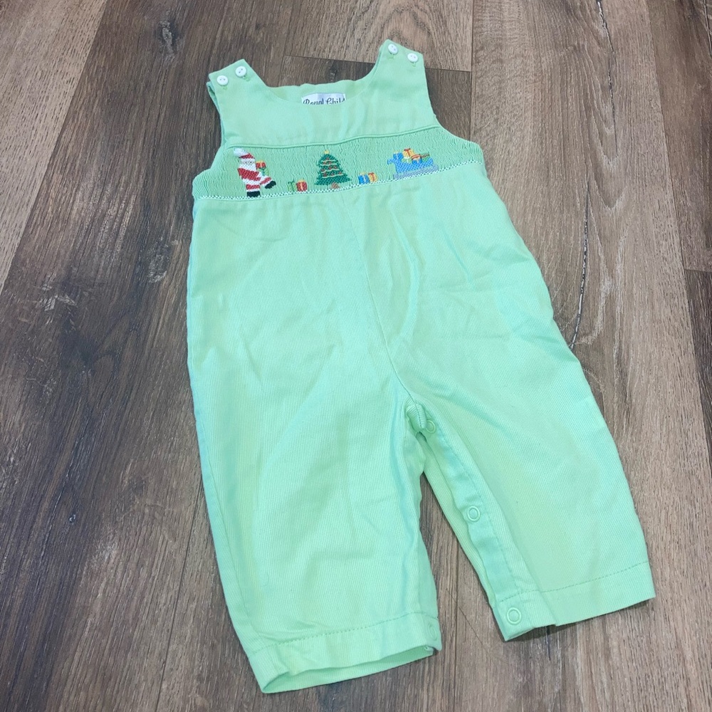 Royal Child Christmas Longalls Santa Tree Slay Presents Green Smocked 6m - Picture 2 of 12